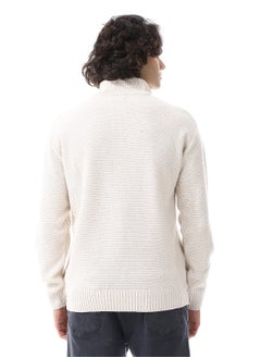 Andora Half-Zipper Long Sleeves Knitted Sweater_Ivory White  - Image 3
