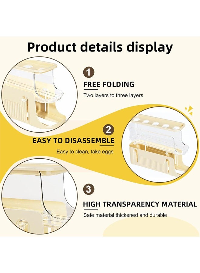 هاي هونور حامل بيض للثلاجة، يتكون من 3 طبقات قابلة للتعديل تتحرك تلقائياً لتنظيم بيض الدجاج في الثلاجة، يوفر مساحة، يوزع بيض الدجاج بسهولة، حاوية بيض قابلة للتكديس، اللون الأصفر، عدد 1 - Image 4