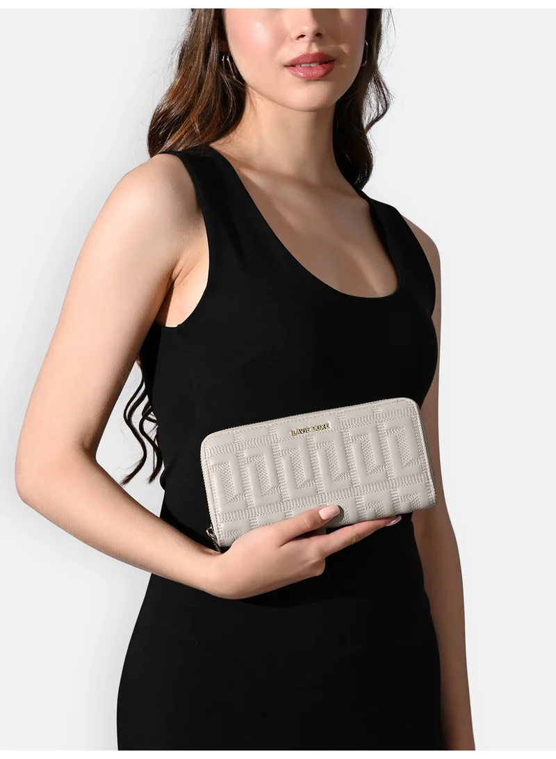 Lavie Luxe Women's Quina25 Large Zip Around Wallet (Beige)