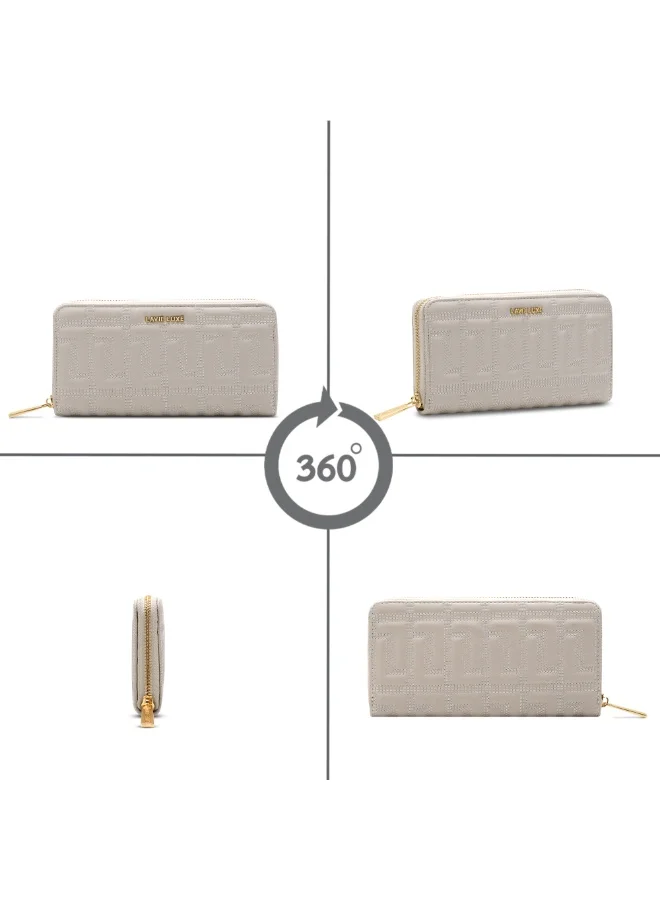 Lavie Luxe Women's Quina25 Large Zip Around Wallet (Beige)