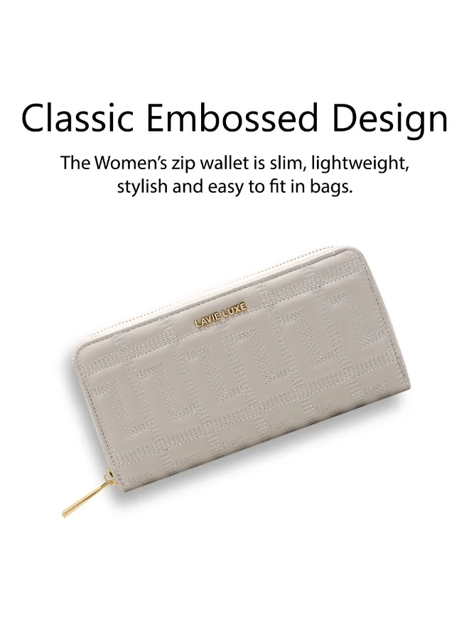 Lavie Luxe Women's Quina25 Large Zip Around Wallet (Beige)
