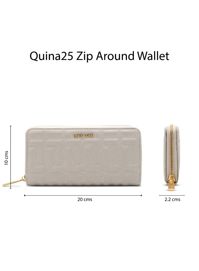 Lavie Luxe Women's Quina25 Large Zip Around Wallet (Beige)