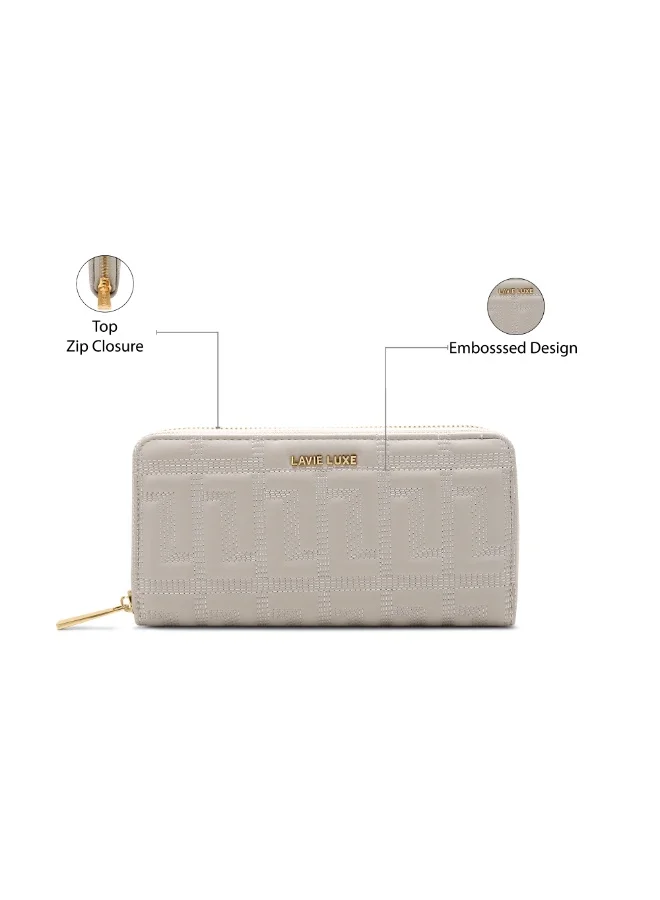 Lavie Luxe Women's Quina25 Large Zip Around Wallet (Beige)