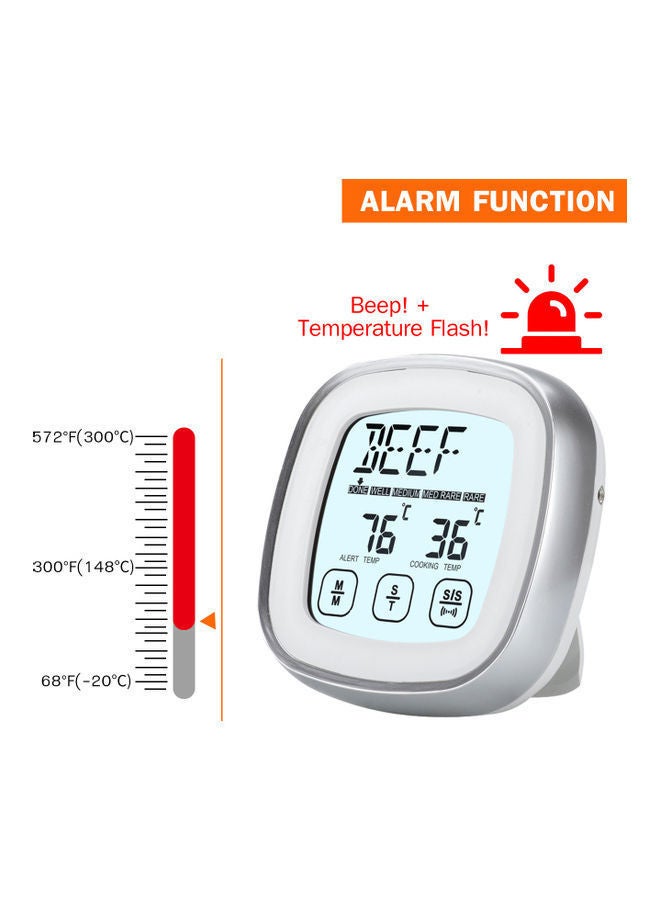 NIBEMINENT Digital Meat Thermometer For Oven BBQ Grill Kitchen Silver 19.00X3.00X9.00cm - Image 3