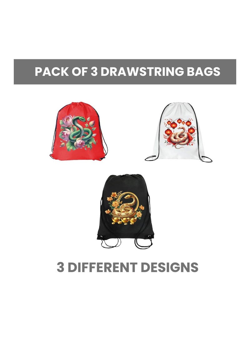 PRINTSHOP4ME Chinese New Year Pack Of 3 Drawstring Bags For Men And Women-Durable Sports Backpack For Kids,Great For School And College,Everyday Use,Lightweight With Printed - Image 2