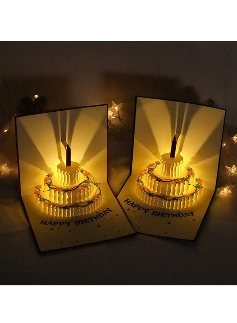 3D Pop Up Birthday Greeting Cards Auto Play Music Warm LED Light Birthday Cake Card Gifts For Mom Wife Sister Boy Girl Friends - Image 2