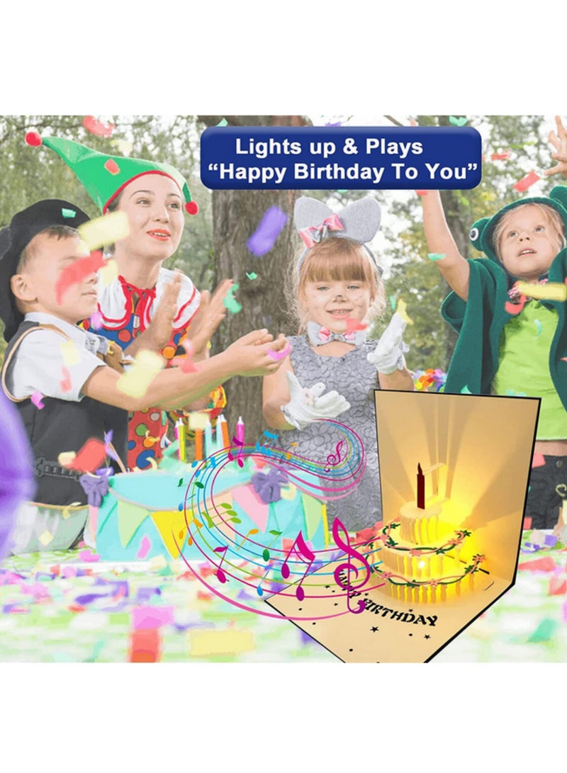 3D Pop Up Birthday Greeting Cards Auto Play Music Warm LED Light Birthday Cake Card Gifts For Mom Wife Sister Boy Girl Friends - Image 3