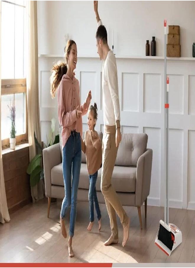 TreeLen - Broom and Dustpan for Home/Broom with Dustpan Combo Set/Dust Pan with Long Handle for Kitchen Room Office Lobby Floor Use Upright Standing Dustpan Indoor Broom Set - Image 1