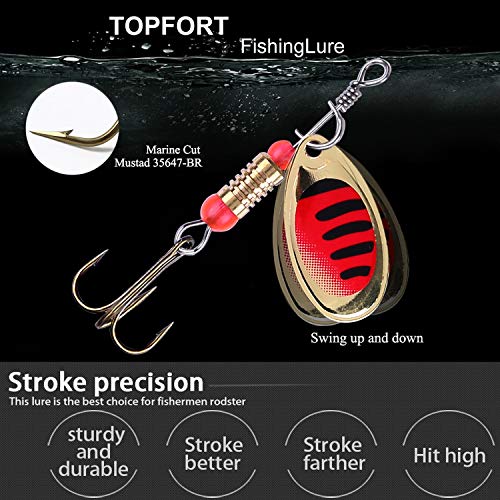 TOPFORT Fishing Lures, Fishing Spoon,Trout Bass Lures, Spinning Lures,Hard Metal Spinner Baits kit with Carry Bag, fishing gift for men, Father's day, Birthday - Image 5