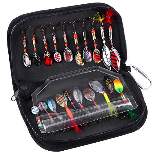 TOPFORT Fishing Lures, Fishing Spoon,Trout Bass Lures, Spinning Lures,Hard Metal Spinner Baits kit with Carry Bag, fishing gift for men, Father's day, Birthday - Image 2