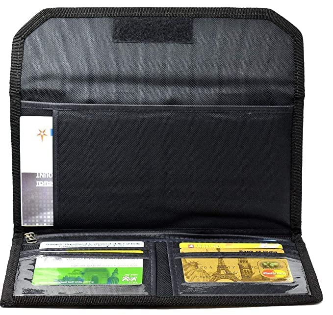 Campio Plastic Book Holder Travel Organizer, Card Holder, Vehicle Documents Holder With Multi Pocket Expanding Zip Pouch (Black) - Image 5