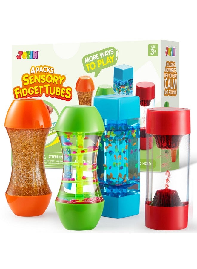 JOYIN 4-Pack Fidget Tubes For Kids, Sensory Tubes, Stress Relief Toy, Speech Therapy Materials, Calming Toys For Children With Autism, Calm Down Corner Supplies, Presents For Toddlers - Image 1