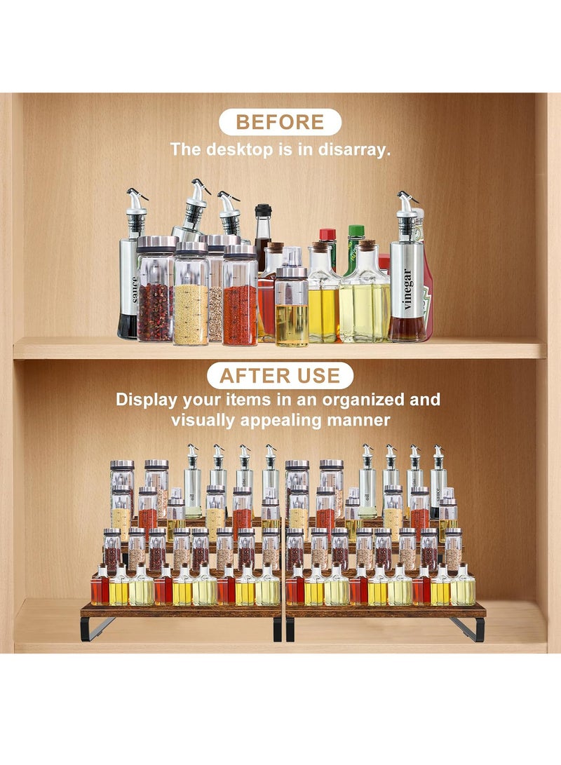Uwals Wooden Display Riser Stand, 4 Tier Perfume Organizer Tiered Cologne Organizer for Men, Spice Rack Organizer, Display Shelf for Perfume, Party, Makeup, Spice, Figure, Dolls Collection - Image 5