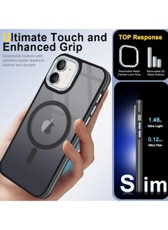 Generic Magnetic Case Compatible with MagSafe Translucent Matte Shockproof Women Men Girl Protective Case Cover for iPhone 11 6.1 (Black)  - Image 2