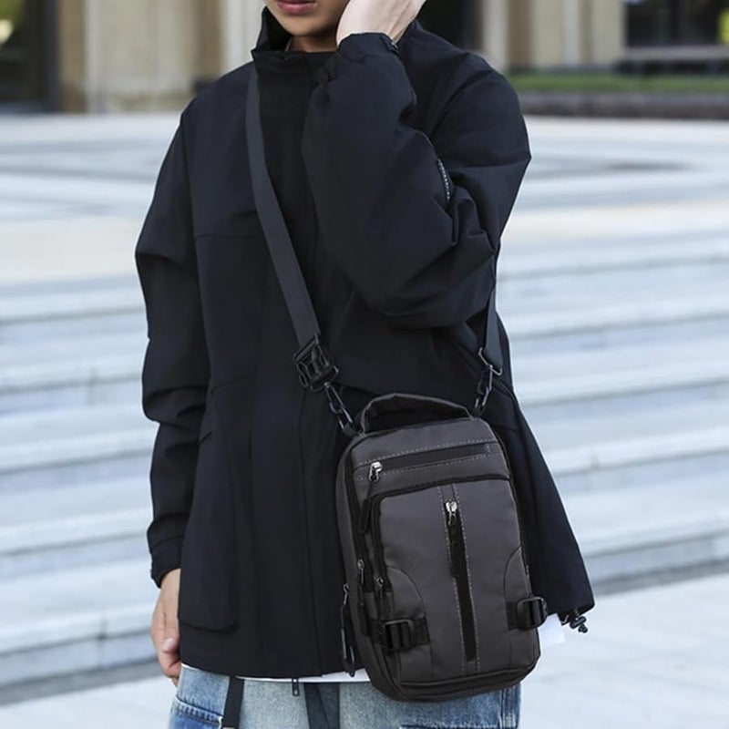 Men Sling Bag Chest Pack Anti Theft Travel Satchel 3D Textured Structure - Image 4