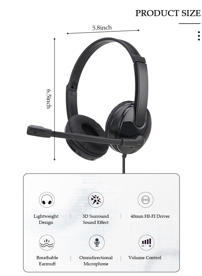 DUNISO Type C  Headset with Mic, Wired Over Ear Headphone for Call Center, Noise Cancelling Microphone , Ear Mask Filler with High Quality Sponge , Volume Control,Comfortable Wearing Design for PC,Online Class,Office - Image 3