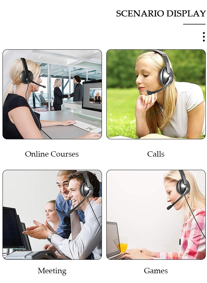 DUNISO Type C  Headset with Mic, Wired Over Ear Headphone for Call Center, Noise Cancelling Microphone , Ear Mask Filler with High Quality Sponge , Volume Control,Comfortable Wearing Design for PC,Online Class,Office - Image 2