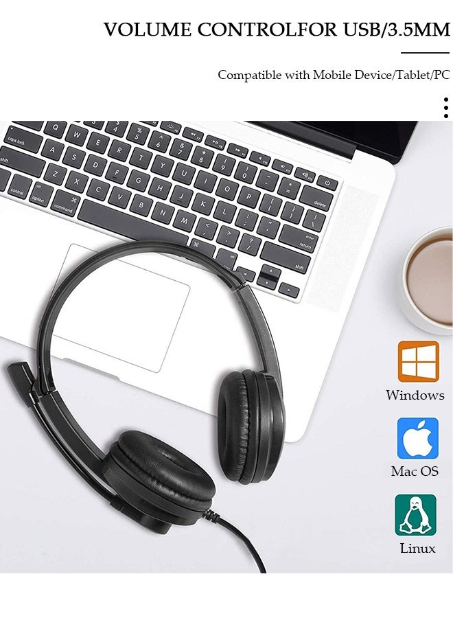 DUNISO Type C  Headset with Mic, Wired Over Ear Headphone for Call Center, Noise Cancelling Microphone , Ear Mask Filler with High Quality Sponge , Volume Control,Comfortable Wearing Design for PC,Online Class,Office - Image 4