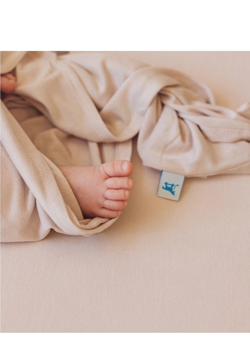 little unicorn Stretch Knit Swaddle and Hat Set Soft Blush - Image 3