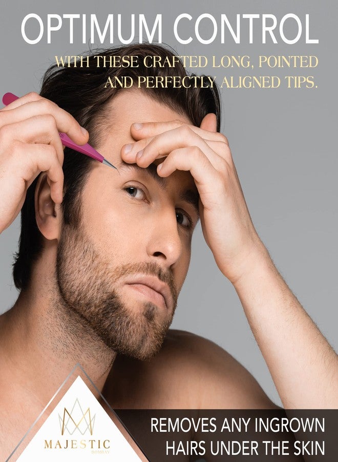 Majestic Bombay Point Tweezer for Women and Men - Splinter Ticks,Facial, Brow and Ingrown Hair Removal-Sharp, Needle Nose, Surgical Tweezers Precision best tweezers for chin hair X Drop Wristband - Image 4