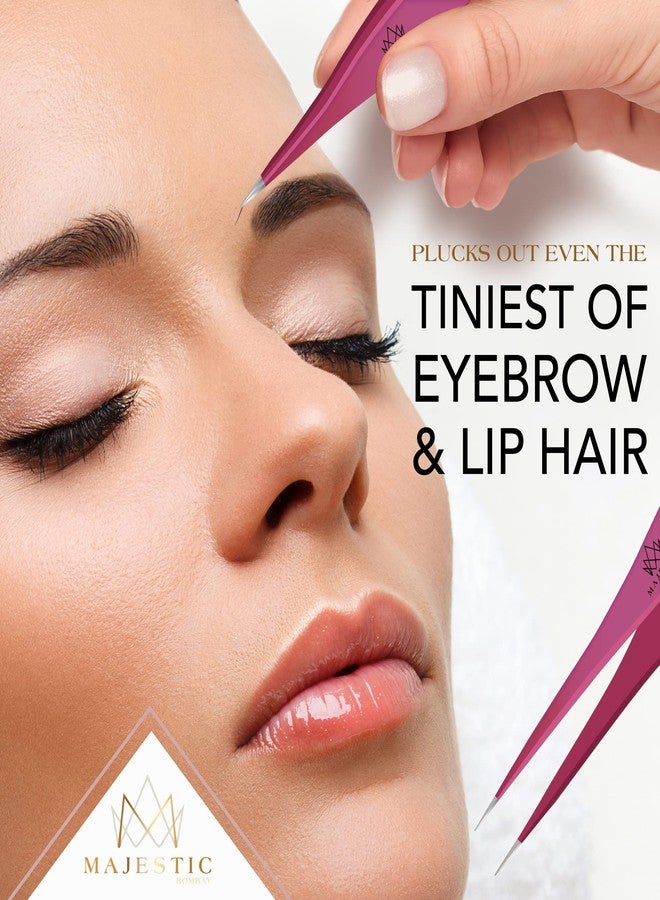 Majestic Bombay Point Tweezer for Women and Men - Splinter Ticks,Facial, Brow and Ingrown Hair Removal-Sharp, Needle Nose, Surgical Tweezers Precision best tweezers for chin hair X Drop Wristband - Image 3