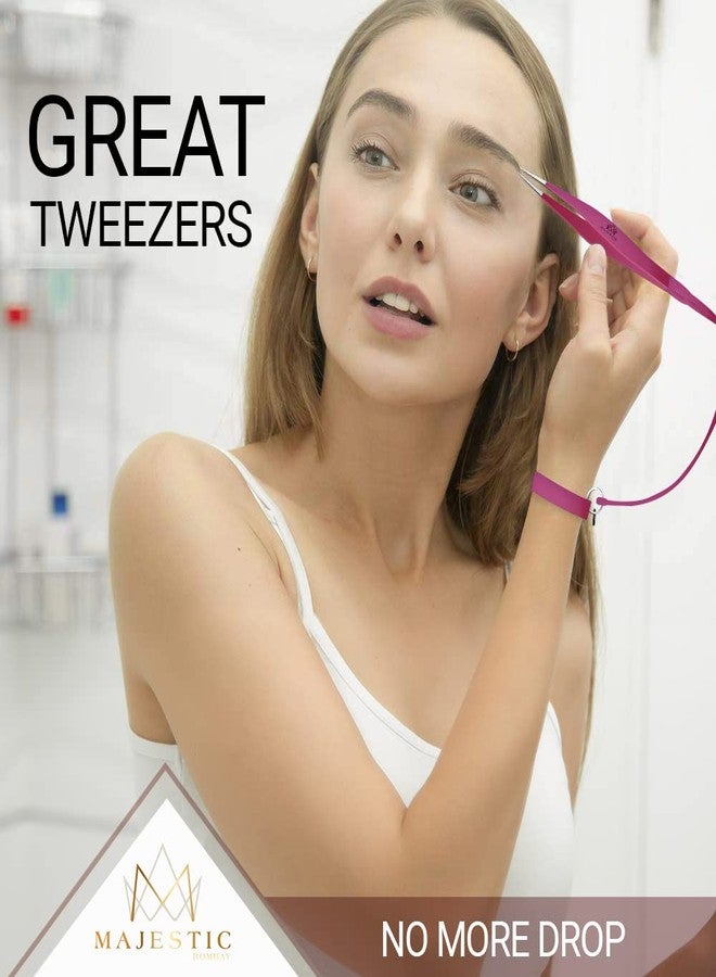 Majestic Bombay Point Tweezer for Women and Men - Splinter Ticks,Facial, Brow and Ingrown Hair Removal-Sharp, Needle Nose, Surgical Tweezers Precision best tweezers for chin hair X Drop Wristband - Image 5