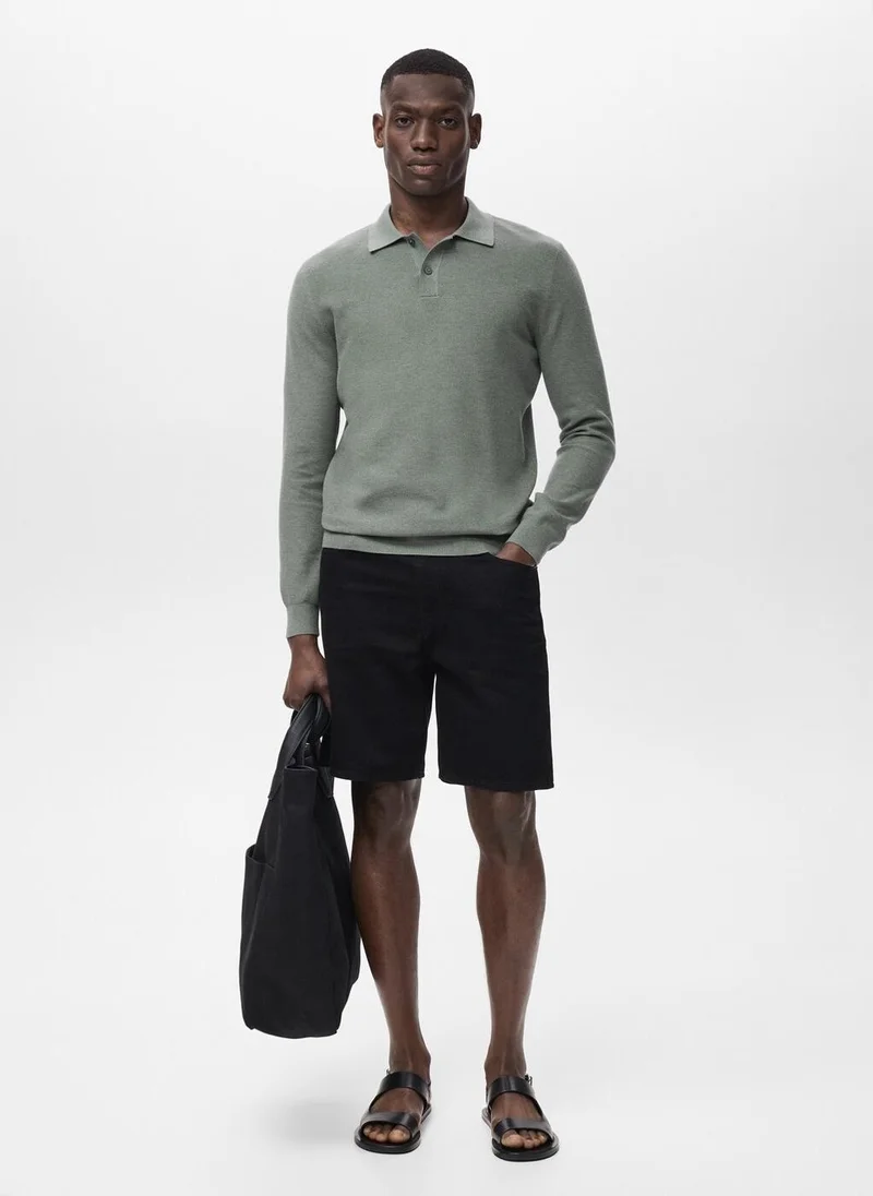 Mango Man Micro-structured cotton polo shirt