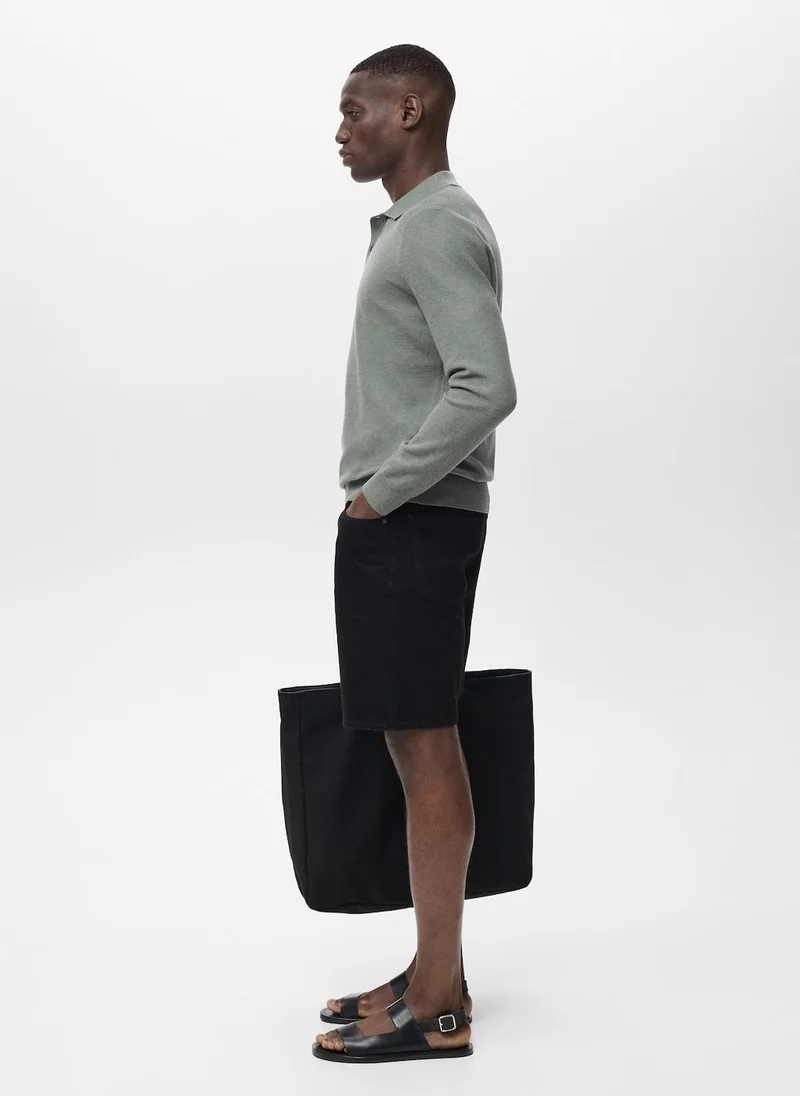 Mango Man Micro-structured cotton polo shirt
