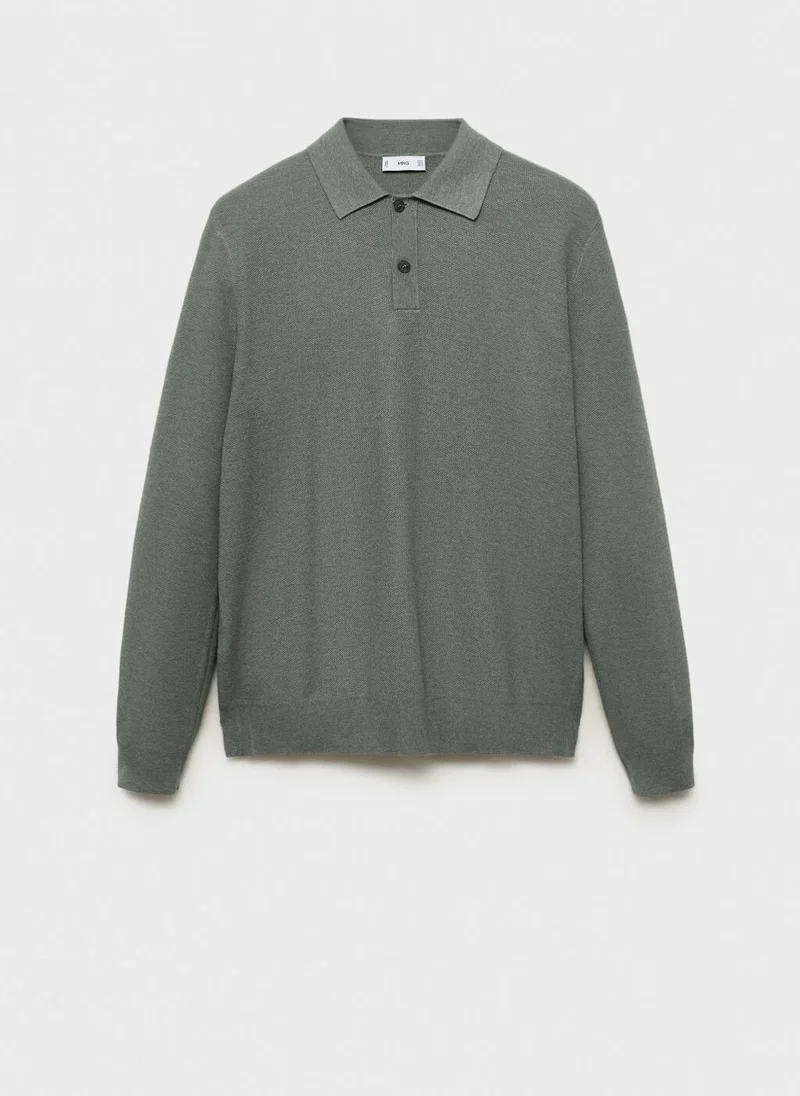Mango Man Micro-structured cotton polo shirt