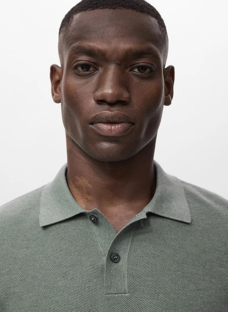 Mango Man Micro-structured cotton polo shirt