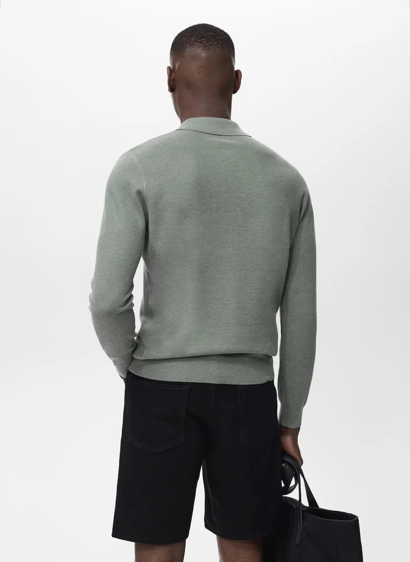 Mango Man Micro-structured cotton polo shirt