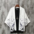 Summer Mens Loose 3/4 Sleeve Shirt Sun-Protective Thin Couple Robe Swallow Black  - Image 2