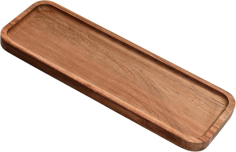 LorisArm 112x 4 Small Wooden Serving Platters and Trays Natural Acacia Wood Tray for Dessert Appetizer Cheese Fruit Cookie - Image 1
