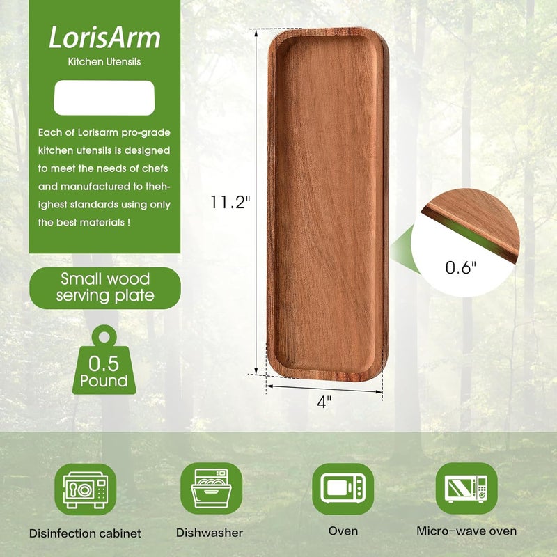 LorisArm 112x 4 Small Wooden Serving Platters and Trays Natural Acacia Wood Tray for Dessert Appetizer Cheese Fruit Cookie - Image 4
