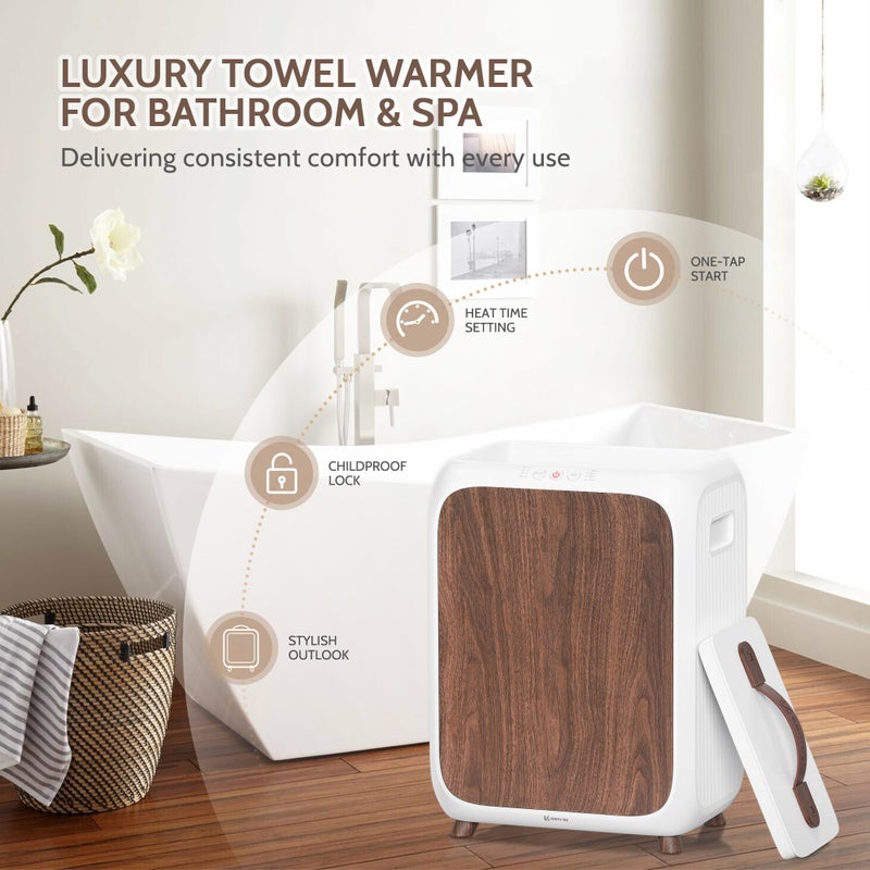 Keenray Towel Warmer Bucket, Luxury Rectangle Towel Warmer for Bathroom with Timer & Delay, Customized Fragrance, Child Lock, Fits 2 Large Towels, Blankets, Bathrobes, Ideal Gift for Him & Her(Brown) - Image 2