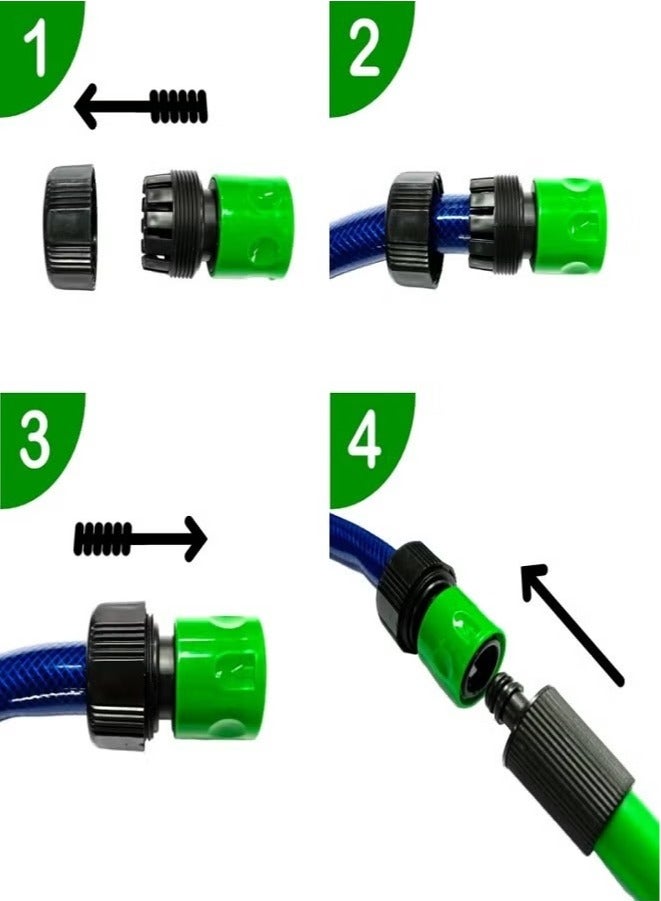 RENOVO Garden Water Hose Reinforced 1/2 Inch 25 Meter (GREEN) With Garden Hose Spray Gun Kit - Image 5