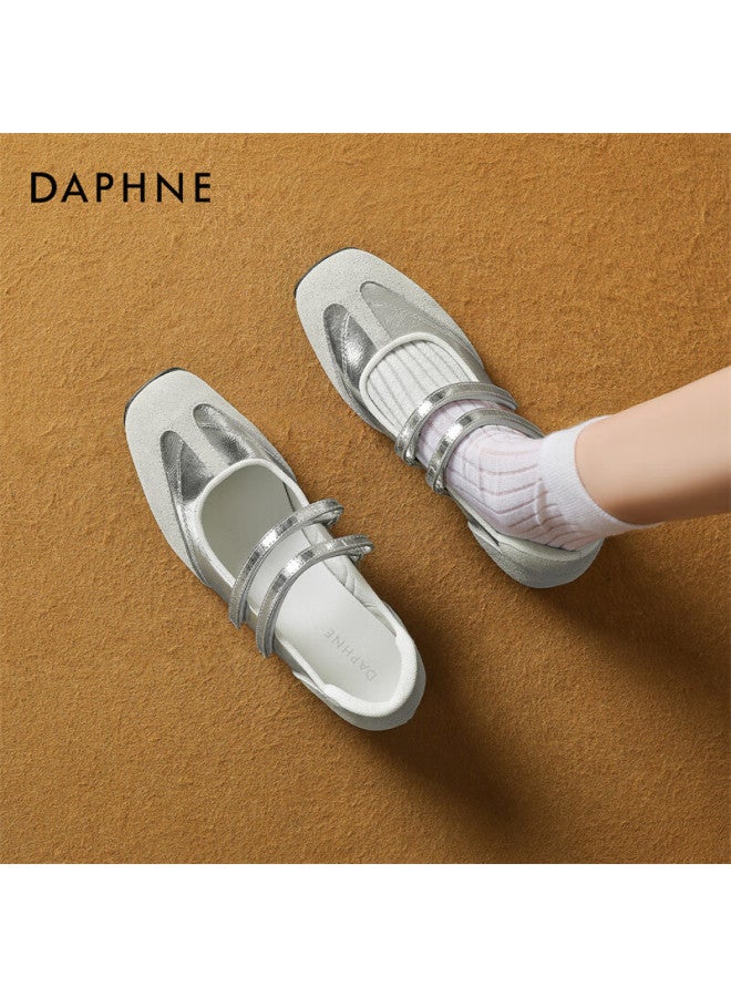 Daphne Women's Spring New Casual Shoes Single Shoes Flat Shoes 4025101082 Silver 37 - Image 4