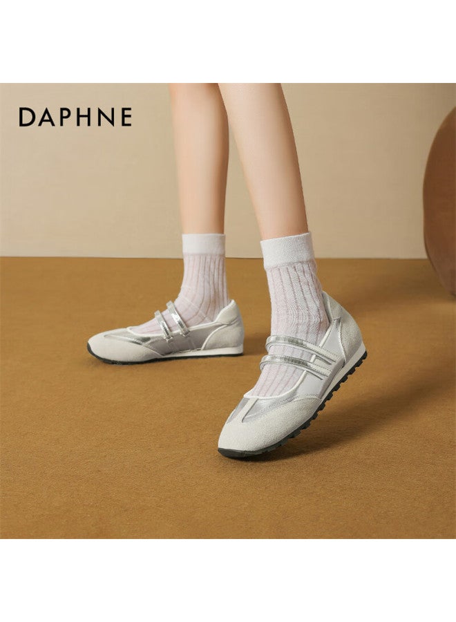 Daphne Women's Spring New Casual Shoes Single Shoes Flat Shoes 4025101082 Silver 37 - Image 2
