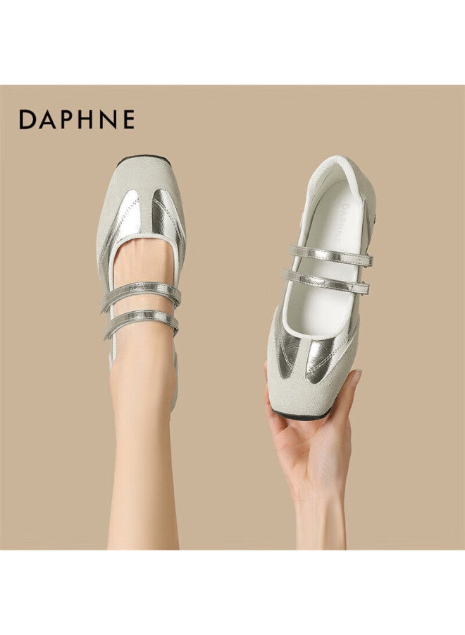 Daphne Women's Spring New Casual Shoes Single Shoes Flat Shoes 4025101082 Silver 37 - Image 1