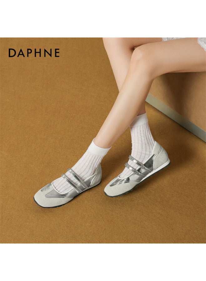 Daphne Women's Spring New Casual Shoes Single Shoes Flat Shoes 4025101082 Silver 37 - Image 3