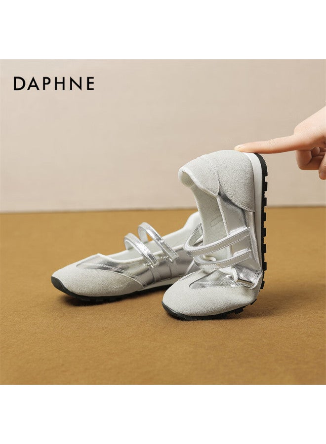 Daphne Women's Spring New Casual Shoes Single Shoes Flat Shoes 4025101082 Silver 37 - Image 5