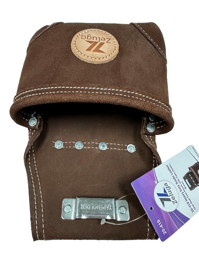 Zeluga 20-418 Heavy Duty Suede Leather Chal Reel Tool Pouch with Tape Holder, Brown - Image 2