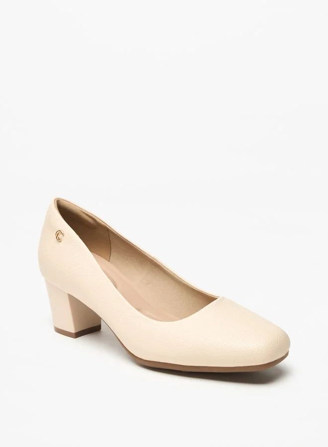 لو كونفورت Women's Textured Slip-On Pumps with Block Heels