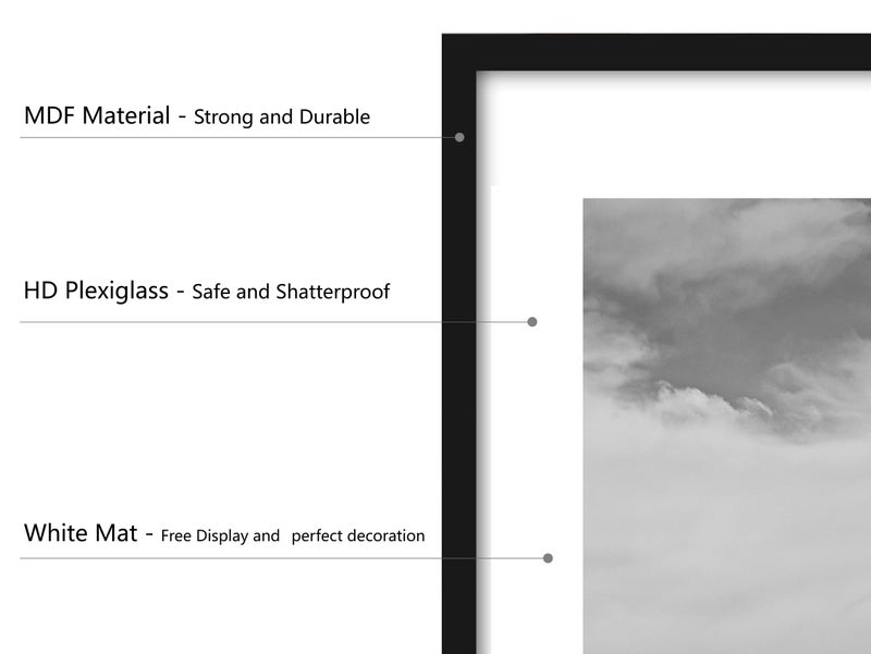 PEALSN 8.5 x 11 Picture Frame Set of 6  Display Pictures 6x8 with Mat or 8.5 x 11 Without Mat for Wall Mounting Display  Photo Frames Collage for Wall Decor  Black. - Image 3
