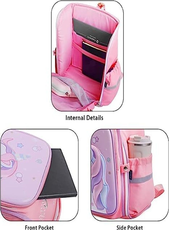 ORIGINAL MART حقيبة ظهر مدرسية جديدة بتصميم رائد فضاء من أوريجينال مارت، حقيبة صلبة ثلاثية الأبعاد، حقيبة ظهر أنيقة ولطيفة باللون الأزرق، هدية مثالية للأطفال من الجنسين (لون وردي يونيكون). - Image 2