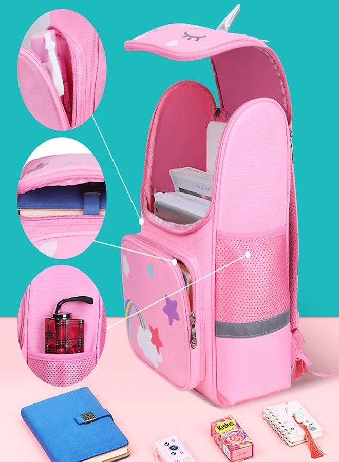 ORIGINAL MART حقيبة ظهر مدرسية جديدة بتصميم رائد فضاء من أوريجينال مارت، حقيبة صلبة ثلاثية الأبعاد، حقيبة ظهر أنيقة ولطيفة باللون الأزرق، هدية مثالية للأطفال من الجنسين (لون وردي يونيكون). - Image 5