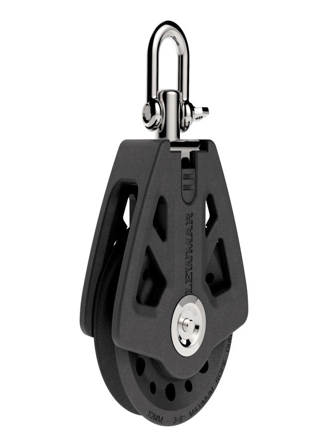 Lewmar 60mm Synchro Block Single, 1,760 lb Working Load Limit, Accommodates 5/16" - 3/8" Lines, High-Density Free-Spin Bearing, Traveler Compatible -29926001BK