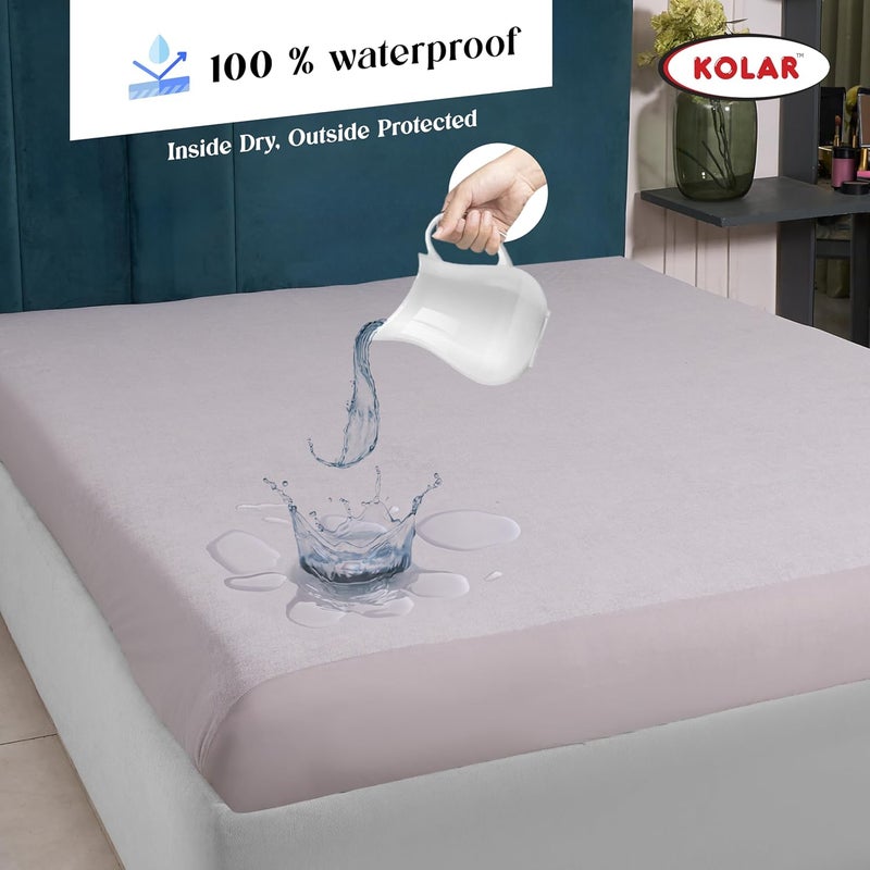 Kolar Premium Cotton Feel Mattress Protector 100 Water Proof Protector King Size 78x72 Inches Breathable and Hypoallergenic Ultra Soft Fitted Bed Protector Cover King Grey - Image 2