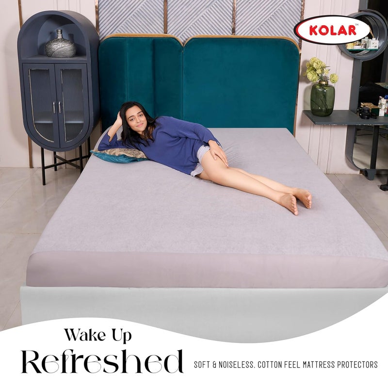 Kolar Premium Cotton Feel Mattress Protector 100 Water Proof Protector King Size 78x72 Inches Breathable and Hypoallergenic Ultra Soft Fitted Bed Protector Cover King Grey - Image 5