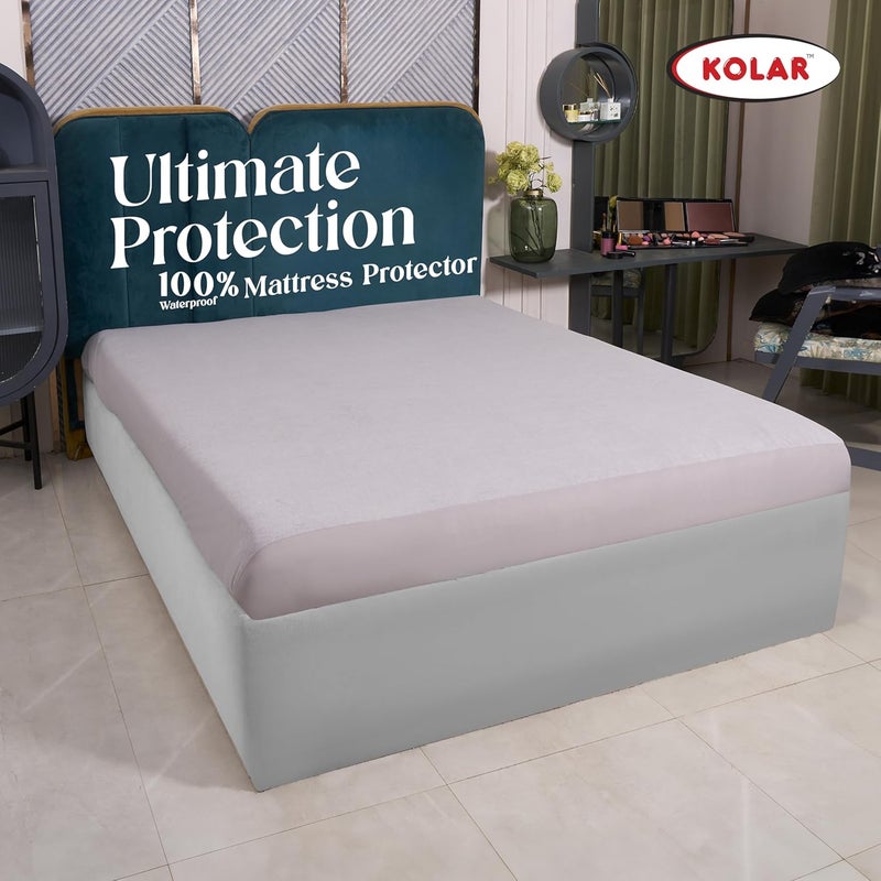 Kolar Premium Cotton Feel Mattress Protector 100 Water Proof Protector King Size 78x72 Inches Breathable and Hypoallergenic Ultra Soft Fitted Bed Protector Cover King Grey - Image 3